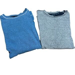 RECLAIM Men’s Size L Long-Sleeve Tees BUNDLE Gray Blue & Bright Blue Excel Cond